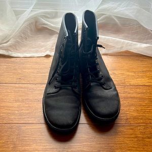 Black Leather Dr. Martens High-Top AirWair Sneakers, Size 8US Ladies